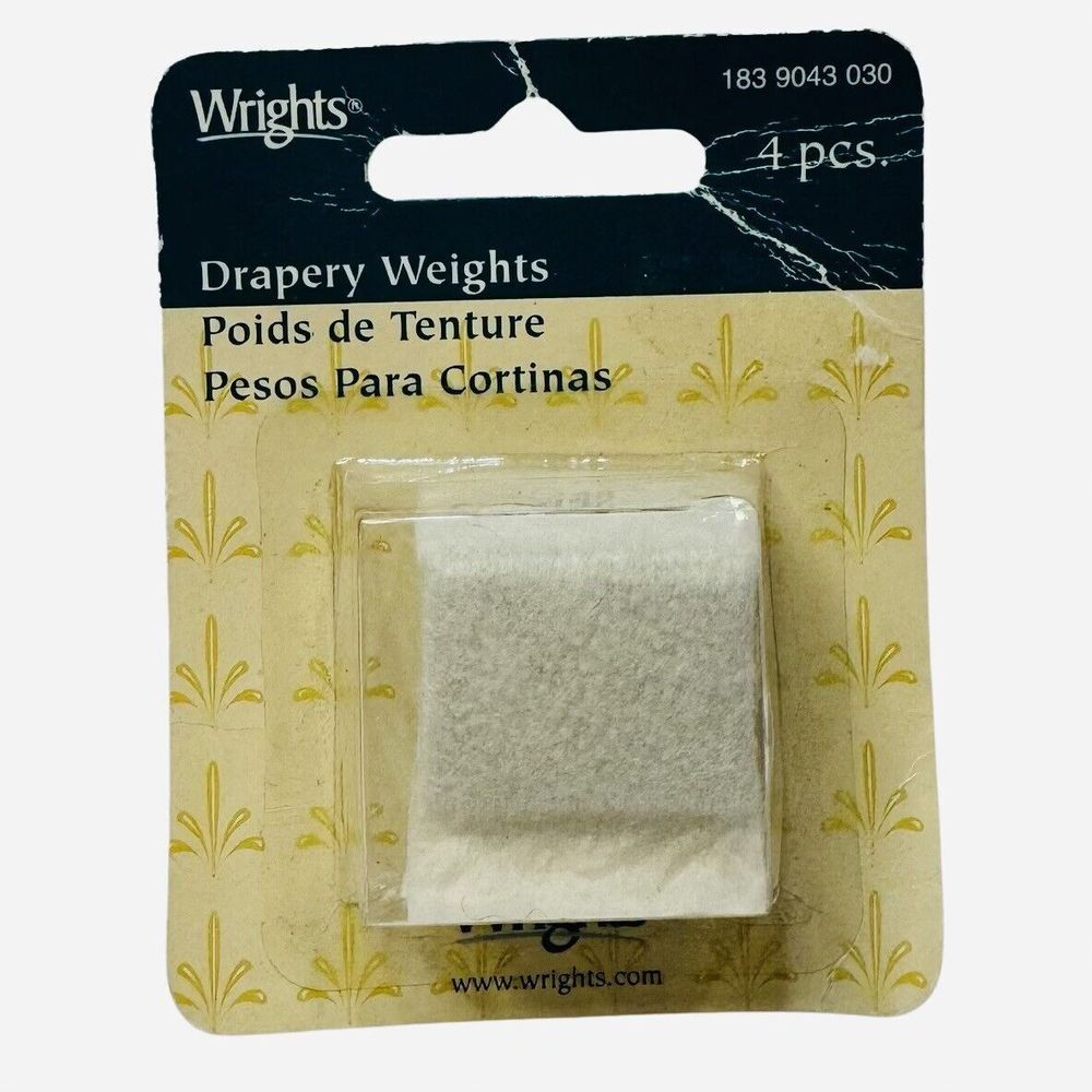 WRIGHTS Drapery Weights 4 pcs Window Curtains Weight New in Package Vintage